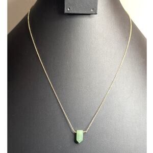 Luna Norte Signed Green Stone Gold Tone Chain 17.5"-19.5" Necklace